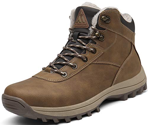 Mishansha Hombre Botas de Nieve Invierno Botines Senderismo Impermeables Deporte Trekking Zapatos Fur Forro Aire Libre Boots,New Amarillo 41 EU