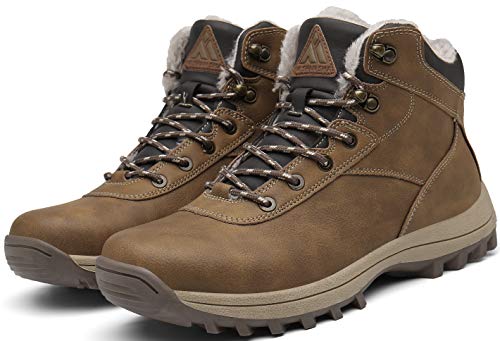 Mishansha Hombre Botas de Nieve Invierno Botines Senderismo Impermeables Deporte Trekking Zapatos Fur Forro Aire Libre Boots,New Amarillo 41 EU