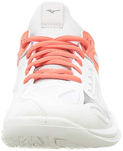 Mizuno Ghost Shadow, Zapatilla de Balonmano para Mujer, Swhite/Qshade/Hot Coral, 40 EU