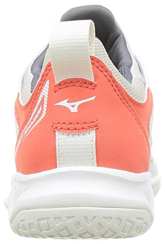 Mizuno Ghost Shadow, Zapatilla de Balonmano para Mujer, Swhite/Qshade/Hot Coral, 40 EU