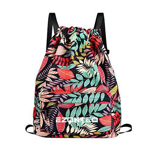 Mochilas Mujer Casual, Mochilas Escolares Niña, Mochila Mujer, Mochilas escolar casual niña niño hombre alumno escuela, Mochila tela infantiles bolsa de cuerda para gimnasia viaja fútbol - Hojas rojas