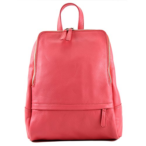 modamoda de - ital Damenrucksack bolsa de cuero T138, Color:chicle de globo