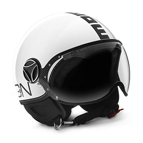 MOMO Design - Casco Classic Blanco Brillante y Negro, Talla XL