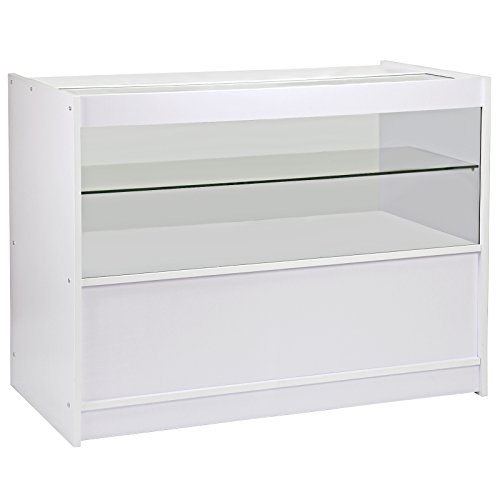 MonsterShop – Draco Set 3 Mostradores Mesas de Recepción mueble Oficina Mostradores Peluqueria Comercial Expositor| Blanco Brillante 120cm (anchura) x 60cm (profundidad) x 90cm (altura)