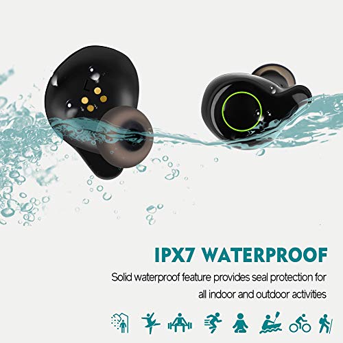 Moosen Auriculares Bluetooth 5.0, Auriculares Inalámbricos 156H Tiempo de Juego Bajo Profundo Hi-Fi Sonido Estéreo In-Ear Sport Auricular con Mic, IPX7 Impermeable, Digital Display Estuche de Carga