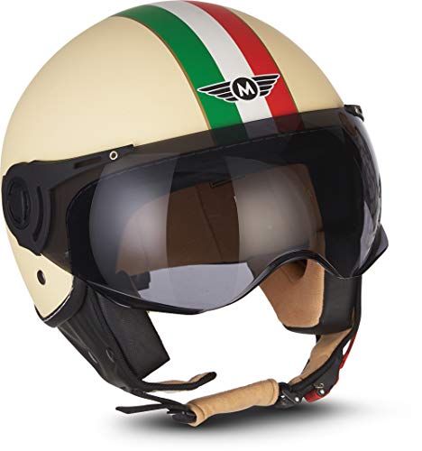 Moto Helmets® H44 "Camuflaje" Casco Jet, casco de moto, scooter, ciclomotor, Bobber, Chopper, casco retro vintage; visera ECE cierre rápido bolsa XS - XL (53-62 cm)