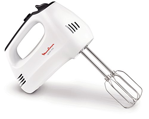 Moulinex HM3101 - Batidora amasadora y varillas con gancho para amasar y varillas para batir, 5 velocidades y función turbo, 300 W, pan y repostería