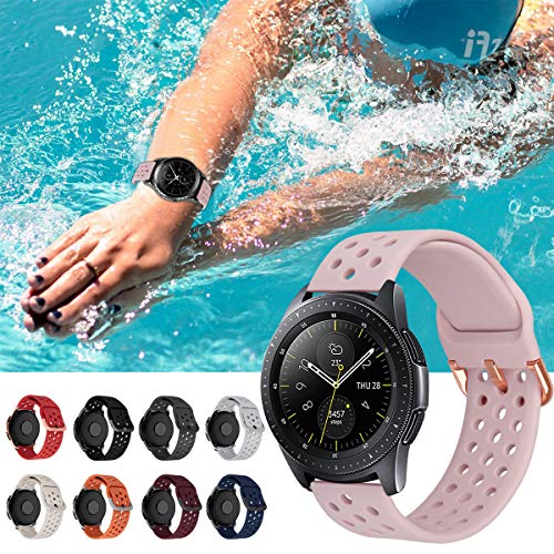 MroTech Correa 20mm Silicona Compatible Samsung Galaxy Watch 42mm/Active/Active2 40mm 44mm/Gear Sport Pulsera de Repuesto para Vivoactive 3/Ticwatch 2/E/C2/Huawei GT2 42 MM/Magic 2 42mm Band,Rosado