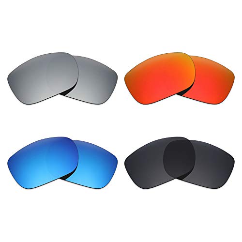 MRY 4 pares polarizadas lentes de repuesto para Oakley TwoFace sunglasses-stealth negro/fuego rojo/hielo azul/plata titanio