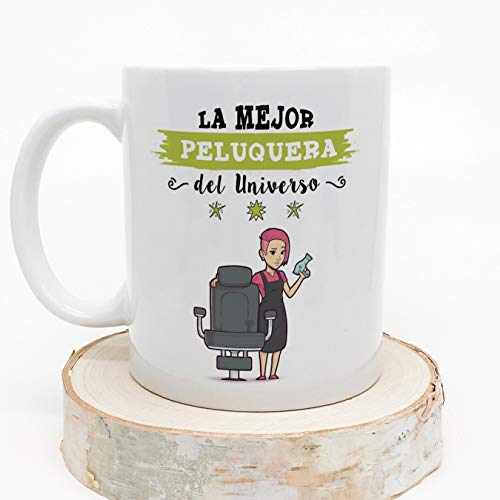 MUGFFINS Peluquera Tazas Originales de café y Desayuno para Regalar a Trabajadores Profesionales - Esta Taza Pertenece a la Mejor Peluquera del Unive