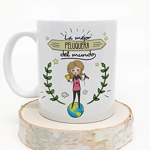 MUGFFINS Peluquera Tazas Originales de café y Desayuno para Regalar a Trabajadores Profesionales - La Mejor Peluquera del Mundo - Cerámica 350 ml