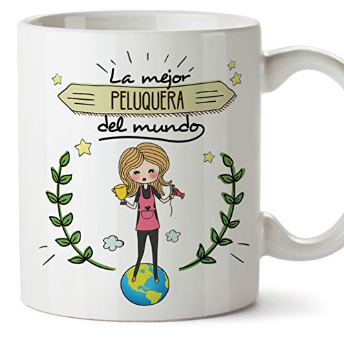 MUGFFINS Peluquera Tazas Originales de café y Desayuno para Regalar a Trabajadores Profesionales - La Mejor Peluquera del Mundo - Cerámica 350 ml