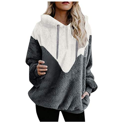 Mujer Sudadera Caliente y Esponjoso Tops Chaqueta Suéter Abrigo Jersey Mujer Otoño-Invierno Talla Grande Hoodie Sudadera con Capucha riou