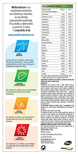 Multicentrum, Complemento Alimenticio con 13 Vitaminas, 11 Minerales y Luteína, para Adultos y Adolescentes a partir de 12 años, con Sabor a Naranja - 20 Comprimidos Efervescentes