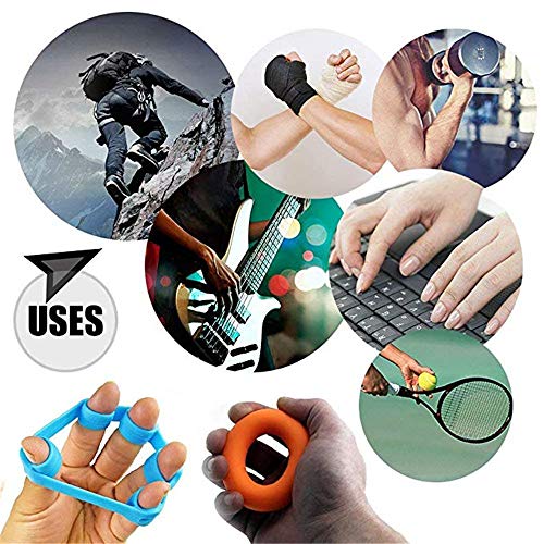 MUXItrade 4 pcs Estiramiento de Dedo Hand Exerciser, Juego Ejercitador del Dedo Guitarra Dedo Strengtheners Y La Escalada En Roca Grips Workout, (2pcs Hand Grip Strengthener and 2pcs Finger Stretcher)