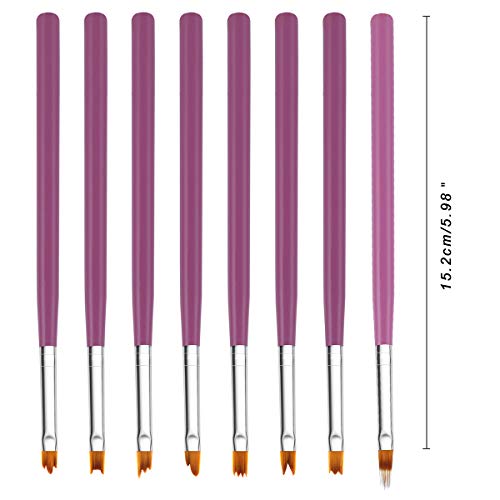 Mwoot 8 Pcs Set de Cepillo de Esmalte Uñas (Pluma de Fototerapia), Gel Gradient Nail Art Brush, Cepillo uñas pinceles para decoración de uñas, Nail Art acrílico pintura GEL dibujo diseño cepillo