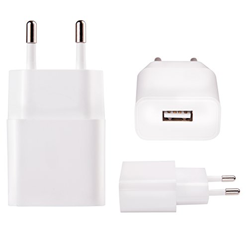 MyGadget 2X Cargador Enchufe USB para Smartphone y Tablet - USB Adaptador 5V / 2A - Charger para Apple iPad, iPhone, Samsung Galaxy, Huawei - Blanco