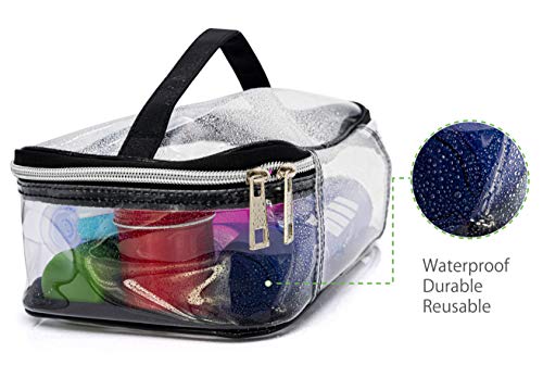 MyGadget Estuche Transparente para Maquillaje y Cosméticos - Neceser Impermeable de Viaje con Cremallera y Asa - Bolsa con Doble Zip para Hombre Mujer