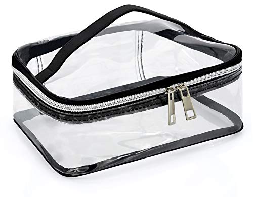 MyGadget Estuche Transparente para Maquillaje y Cosméticos - Neceser Impermeable de Viaje con Cremallera y Asa - Bolsa con Doble Zip para Hombre Mujer