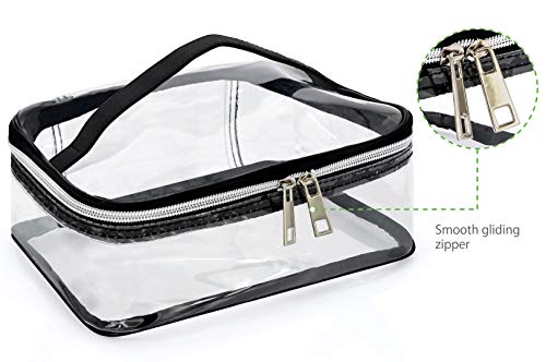 MyGadget Estuche Transparente para Maquillaje y Cosméticos - Neceser Impermeable de Viaje con Cremallera y Asa - Bolsa con Doble Zip para Hombre Mujer