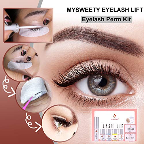 MYSWEETY de Elevación de Pestañas Kit, Kit Profesional Lifting de Pestañas Permanente para Lograr Pestañas Largas - Rizos y Elevación Natural, Set de Herramientas de Calidad de Salón