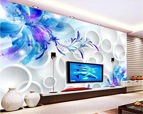 Mznm Foto Tapiz Personalizado Azucena Azul Pintura Murales Salón Tv Sofá Telón De Fondo 3D Sala De Decoración Del Hogar Moderno Wallpaper 280X200Cm