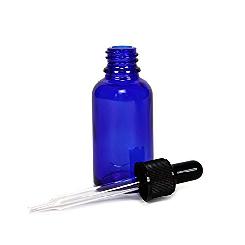 N / A Botella con cuentagotas de Vidrio, 12 Botellas de Aceite Esencial portátiles 30 ml / 1 oz Azul Cobalto con goteros, aptas para Colonia/Perfume/Viaje