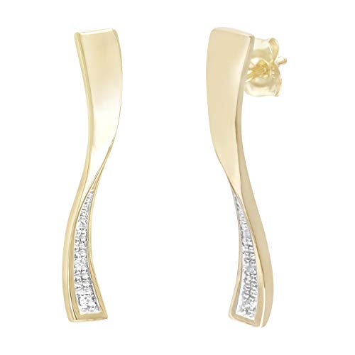 Naava Pendientes para Mujer de Oro Amarillo 9K con 6 Diamantes