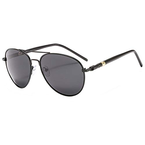 Nbrand Gafas de Sol polarizadas para Hombres Marco de aleación Pierna de Primavera Piloto Masculino Conducción Gafas de Sol Uv400 Black-Blacklens