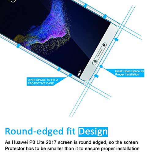 NEW'C 2 Unidades, Protector de Pantalla para Huawei P8 Lite 2017, Antiarañazos, Antihuellas, Sin Burbujas, Dureza 9H, 0.33 mm Ultra Transparente, Vidrio Templado Ultra Resistente