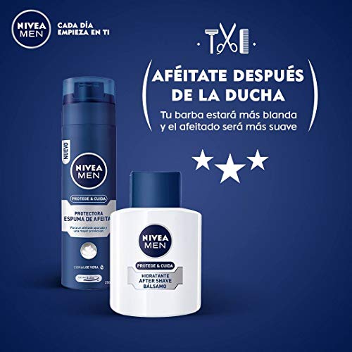 NIVEA MEN Protege & Cuida Espuma de Afeitar Protectora (1 x 250 ml), espuma facial con tecnología Ultra Glide, cuidado facial sin irritaciones para todo tipo de piel