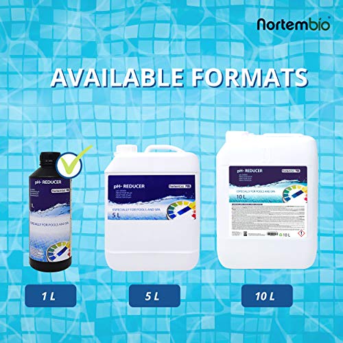 Nortembio Pool pH- Minus 1 L, Reductor pH Natural para Piscina y SPA. Mejora la Calidad del Agua, Regulador pH, Beneficioso para la Salud.