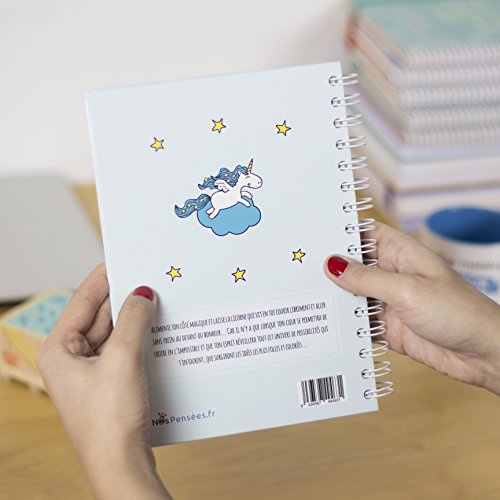 Nos pensées - Cuaderno tamaño A5 - Frase y dibujo divertido (Diseño Unicornio) (Francés)