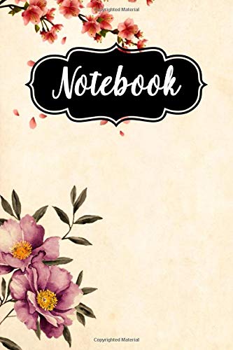 Notebook: 6 x 9 - College Ruled - Notebook/Journal - 120 pages - Violet Flower & Peach Parchment Paper