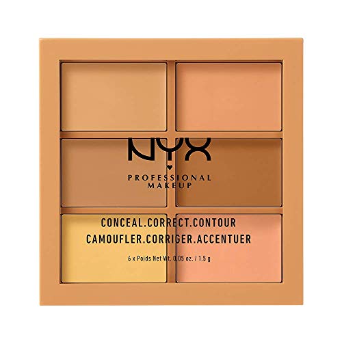 NYX Professional Makeup Paleta de correctores y contouring Conceal, Correct, Contour Palette, 6 sombras, Textura cremosa, Tono: Medium