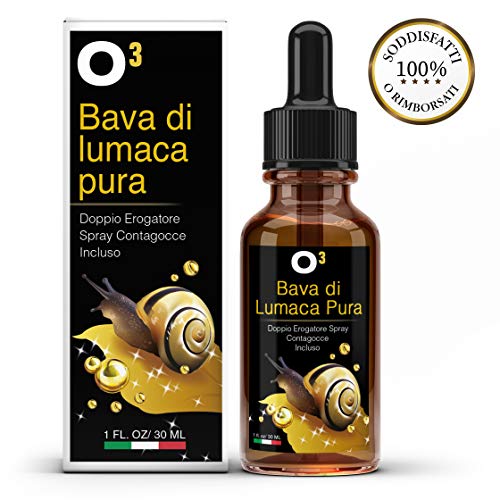 O³ Bava de caracol sérica 100% pura con ácido hialurónico concentrado y aceite de ricino - Contorno de ojos sin arrugas - innovación regenerativa anti imperfecciones, manchas, arrugas y envejecimiento