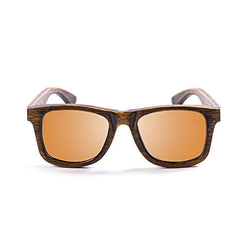 Ocean Sunglasses Wood Victoria - Gafas de Sol polarizadas de Bambú - Montura : Negro - Lentes : Naranja Espejo (53002.2)