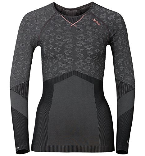 Odlo Evolution – Camiseta de Manga Larga para Mujer, Evolution, Concrete Grey/Black/Fleur De Lotus, Talla única