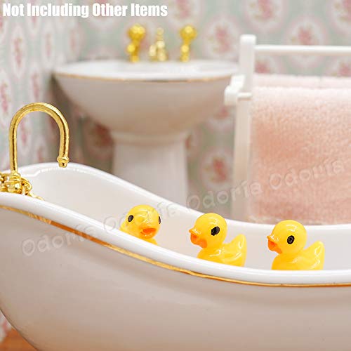 Odoria 1/12 Miniatura 2PZ Pato Amarillo Juguete de Baño Decorativo para Casa de Muñecas