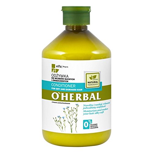 O'Herbal Acondicionador Cabello/Pelo Seco Y Dañado Hidratante Natural Ecológico Sin Sulfatos Ni Siliconas Con Extracto De Lino O'Herbal 500Ml 500 ml