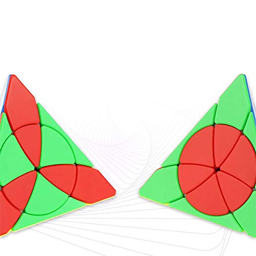 OJIN YongJun YJ Pétalo Pyraminx Cubo mágico Pirámide Triángulo Tetraedro de Cuatro Ejes Velocidad Puzzle Cubo Juguete de Cubo de Giro Suave con un trípode de Cubo (Sin Etiquetas)