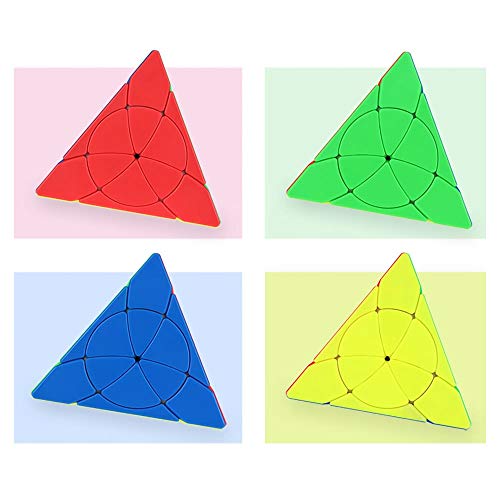 OJIN YongJun YJ Pétalo Pyraminx Cubo mágico Pirámide Triángulo Tetraedro de Cuatro Ejes Velocidad Puzzle Cubo Juguete de Cubo de Giro Suave con un trípode de Cubo (Sin Etiquetas)