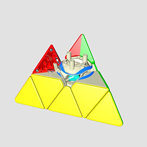 OJIN YuXin HuangLong Pyraminx M 3x3 Velocidad Cubo Zhisheng Pirámide Triángulo de Cuatro Ejes Tetraedro Puzzle Cubo Cubo Liso Twsit Puzzle Cerebro Teasers Cubo con un Cubo Trípode (Red Stickerless)