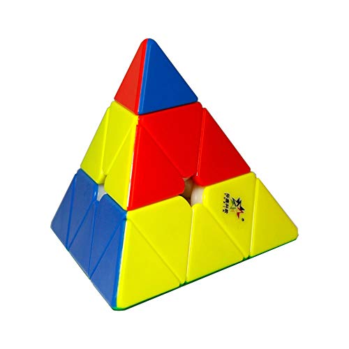 OJIN YuXin HuangLong Pyraminx M 3x3 Velocidad Cubo Zhisheng Pirámide Triángulo de Cuatro Ejes Tetraedro Puzzle Cubo Cubo Liso Twsit Puzzle Cerebro Teasers Cubo con un Cubo Trípode (Red Stickerless)