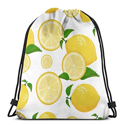 OPLKJ Jugo Limonada Pomelo Lima Amarillo Limón Bolsas con cordón Gran capacidad Bolsa de gimnasio Bolsas deportivas Cordón Mochila Bolsas de cuerda resistentes al agua Suministros de fiesta multifunc