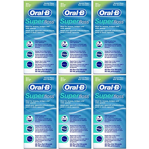 Oral-B - Hilo dental (sabor a menta, 50 hilos cortados, 6 unidades)