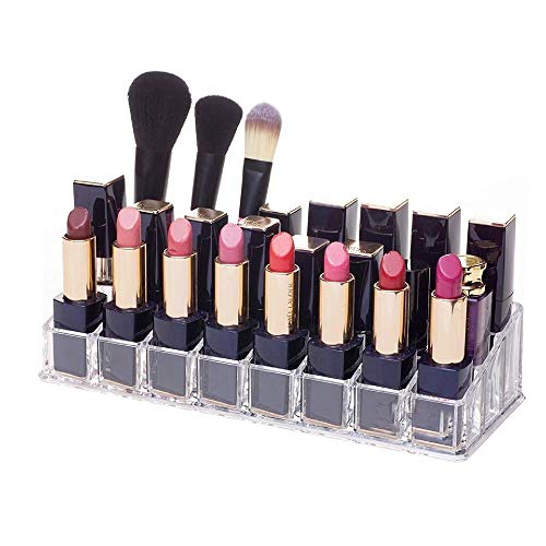 Organizador del Maquillaje del Lápiz Labial,Organizador de Maquillaje Transparente de 24 Space, Expositor de Cosméticos, Pintalabios,Estante de La Muestra Cosmética(2 pcs)