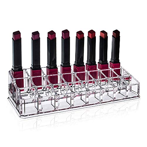 Organizador del Maquillaje del Lápiz Labial,Organizador de Maquillaje Transparente de 24 Space, Expositor de Cosméticos, Pintalabios,Estante de La Muestra Cosmética(2 pcs)