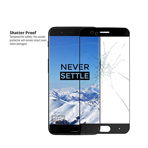 Orzly Protectores de Pantalla OnePlus 5, Pack DE Dos Pro-Fit Protector de Pantalla de Cristal Templado para el OnePlus 5 [Cobertura Completa de la Pantalla] - con Borde en Negro