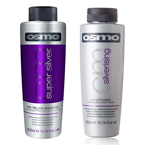 Osmo Super Silver Champú y acondicionador para pelo plateado, evita que el pelo amarillee (300 ml, 2 unidades)